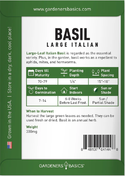 Italian Large Leaf Basil Seeds
