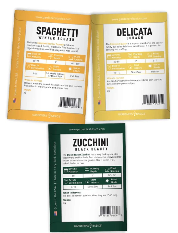 Heirloom Squash Seeds | 5 Variety Pack