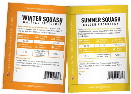 Heirloom Squash Seeds | 5 Variety Pack