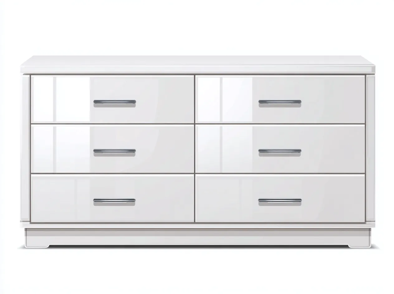 Commode finition laquée brillante 150x45x85 cm - Blanc - Style moderne-Homimyden