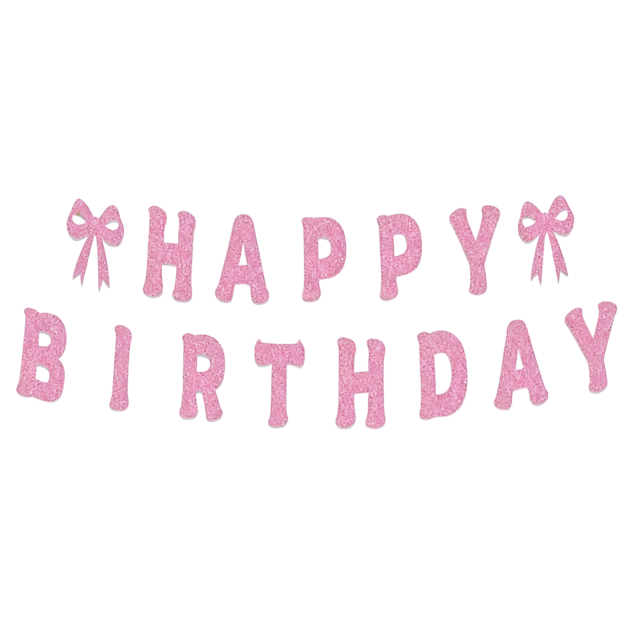Glitter Birthday Banner Set-Pink&Teal Happy Birthday Banners with Bow Accents (Rope Length: 3M)