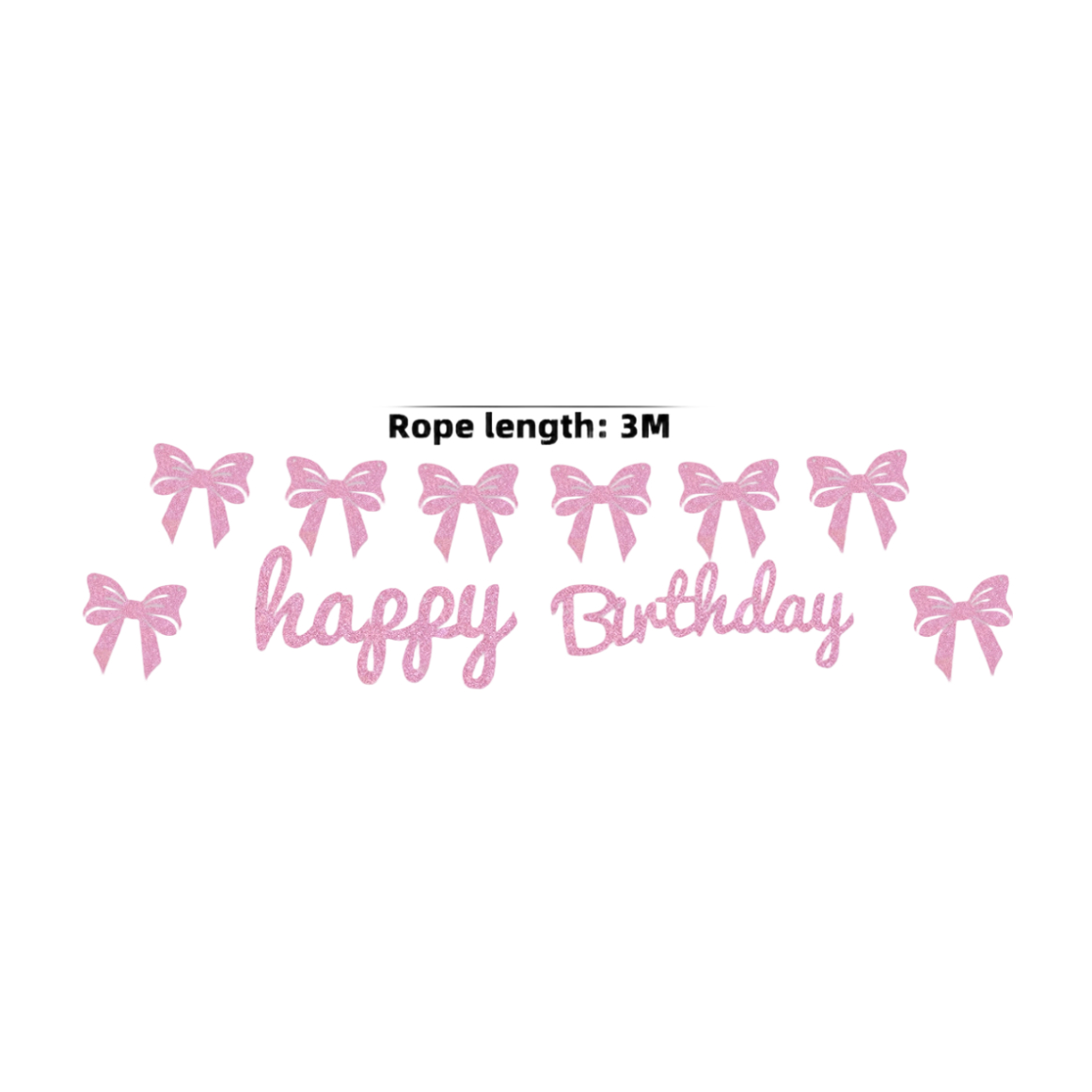 Glitter Birthday Banner Set-Pink&Teal Happy Birthday Banners with Bow Accents (Rope Length: 3M)