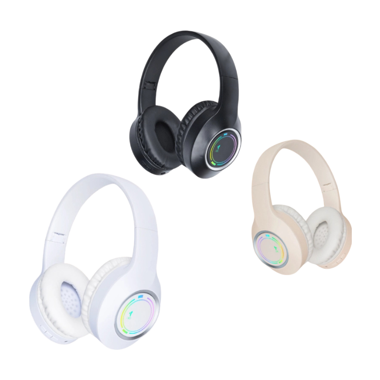 RGB Light-Up Over-Ear Wireless Headphones with Foldable Design