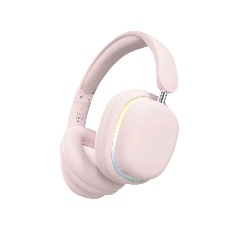 RGB Light-Up Over-Ear Wireless Headphones with Soft Earpads