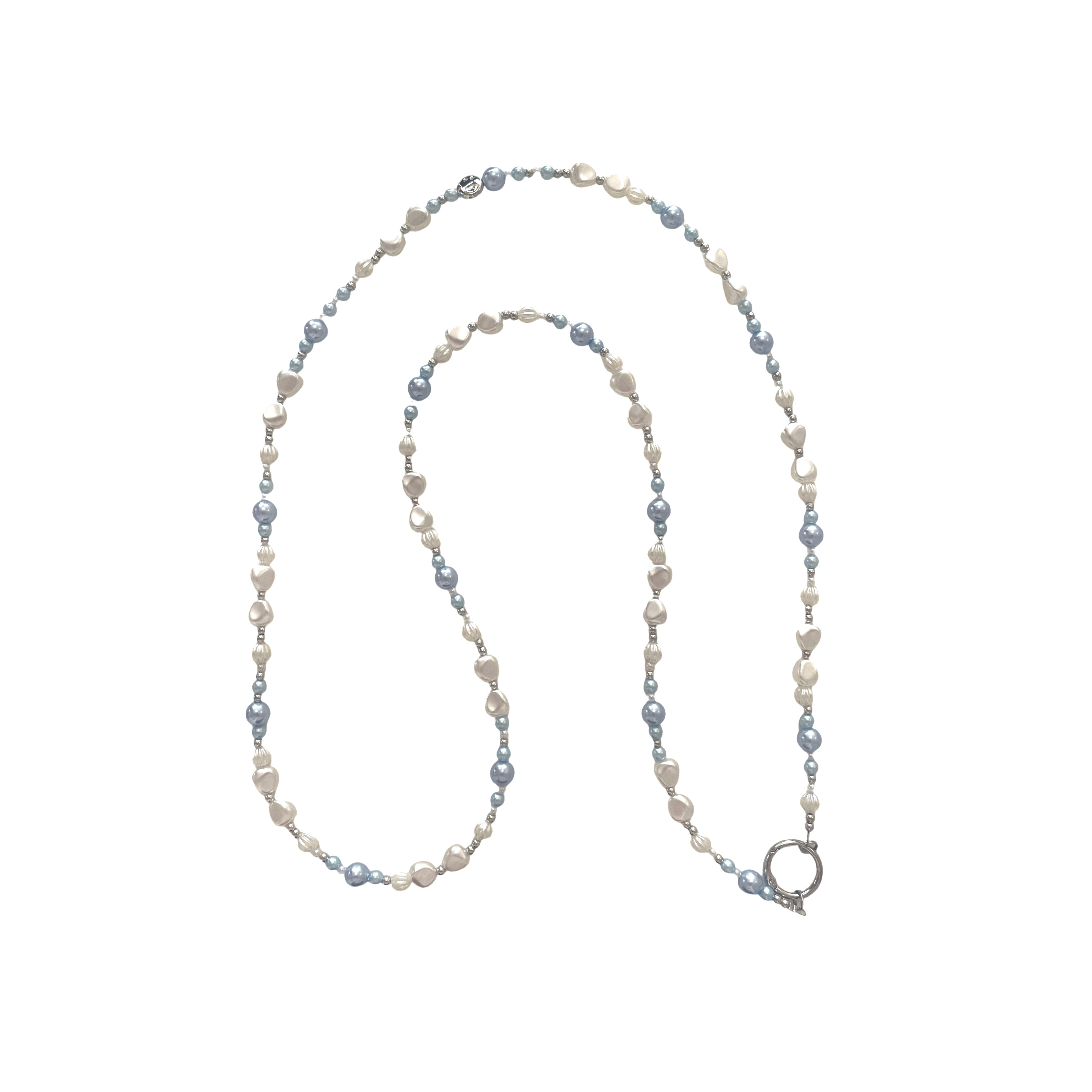 Blue White Baroque Pearl Long Charm