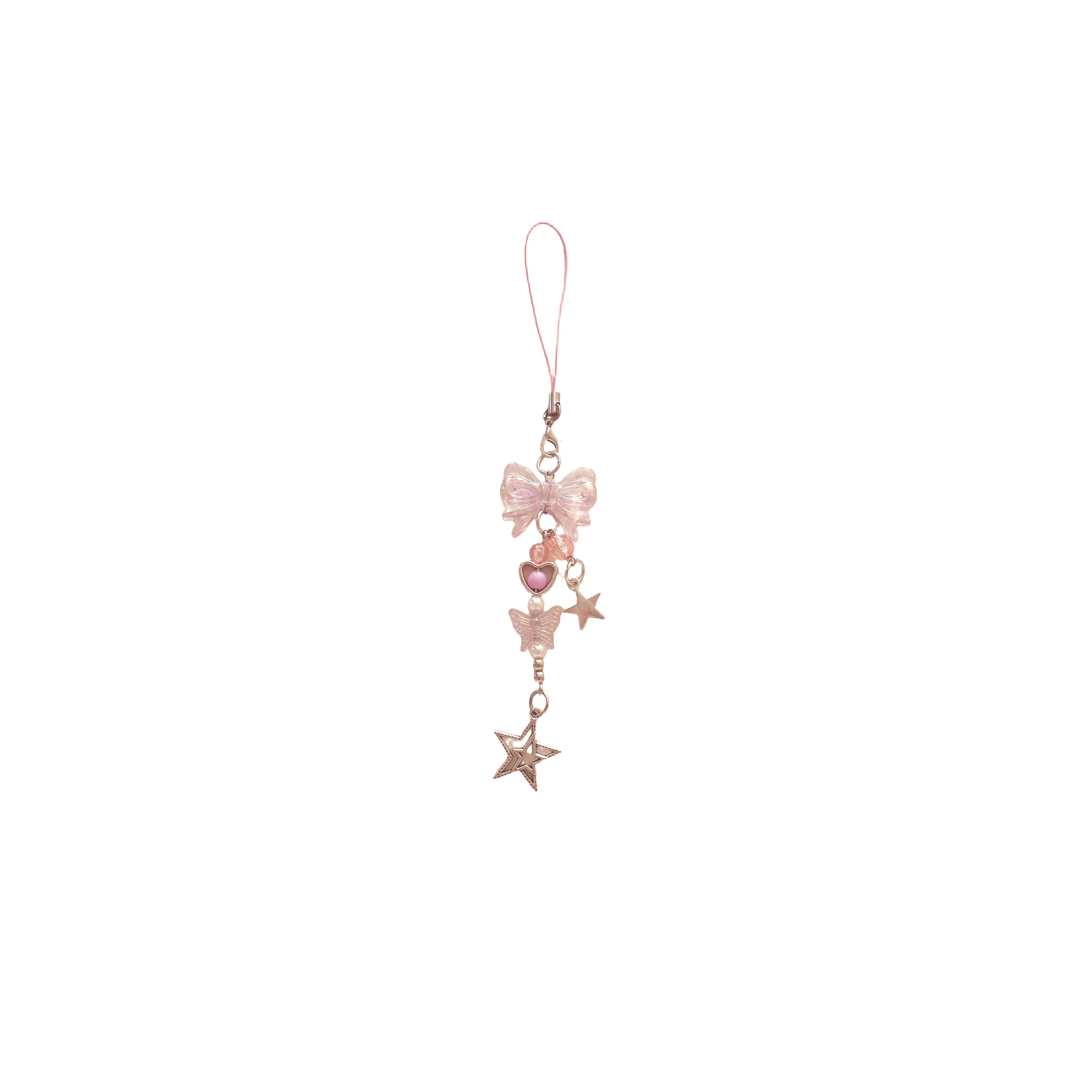 Pink Iridescent Butterfly Star Phone Charm