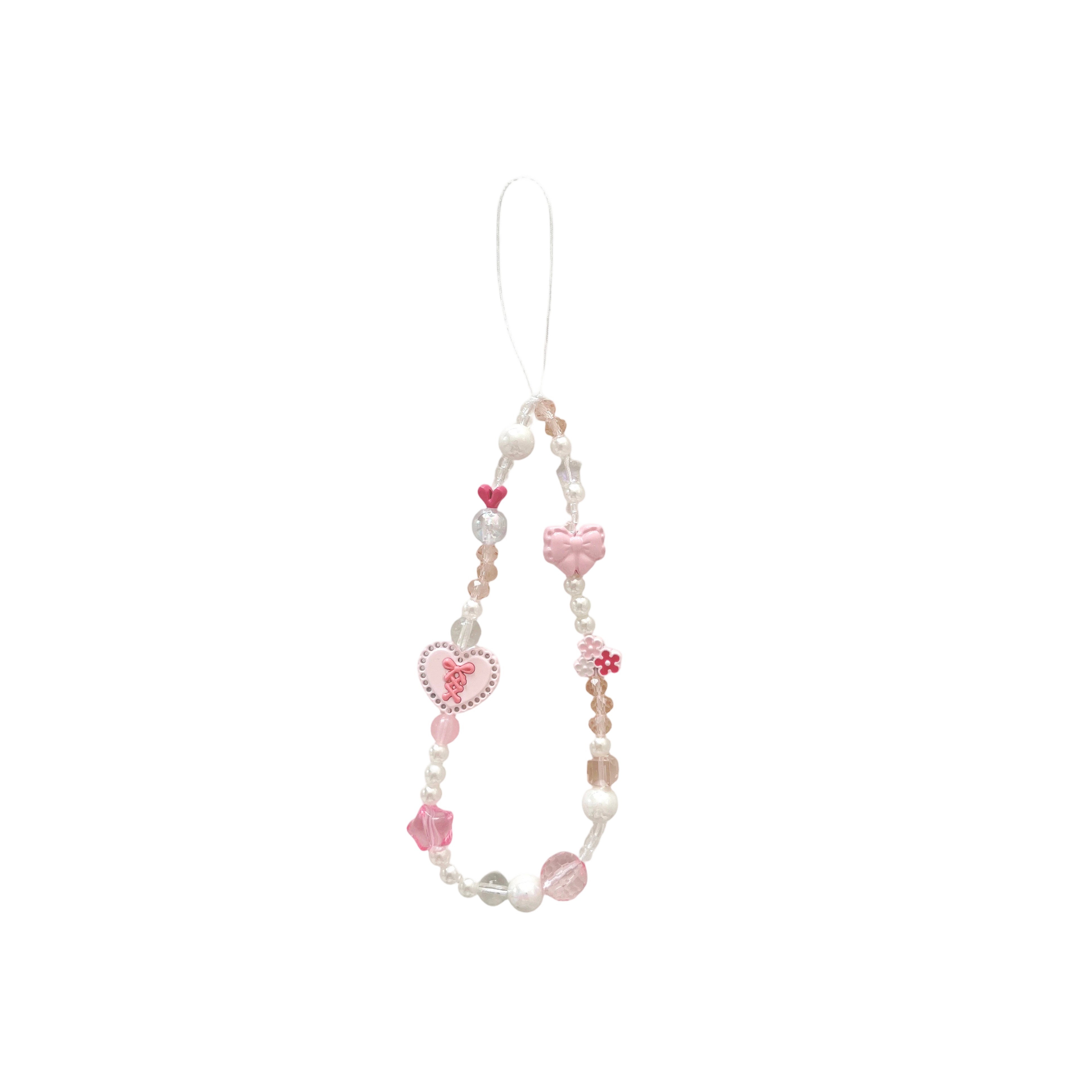 Pink Bow Heart Phone Charm