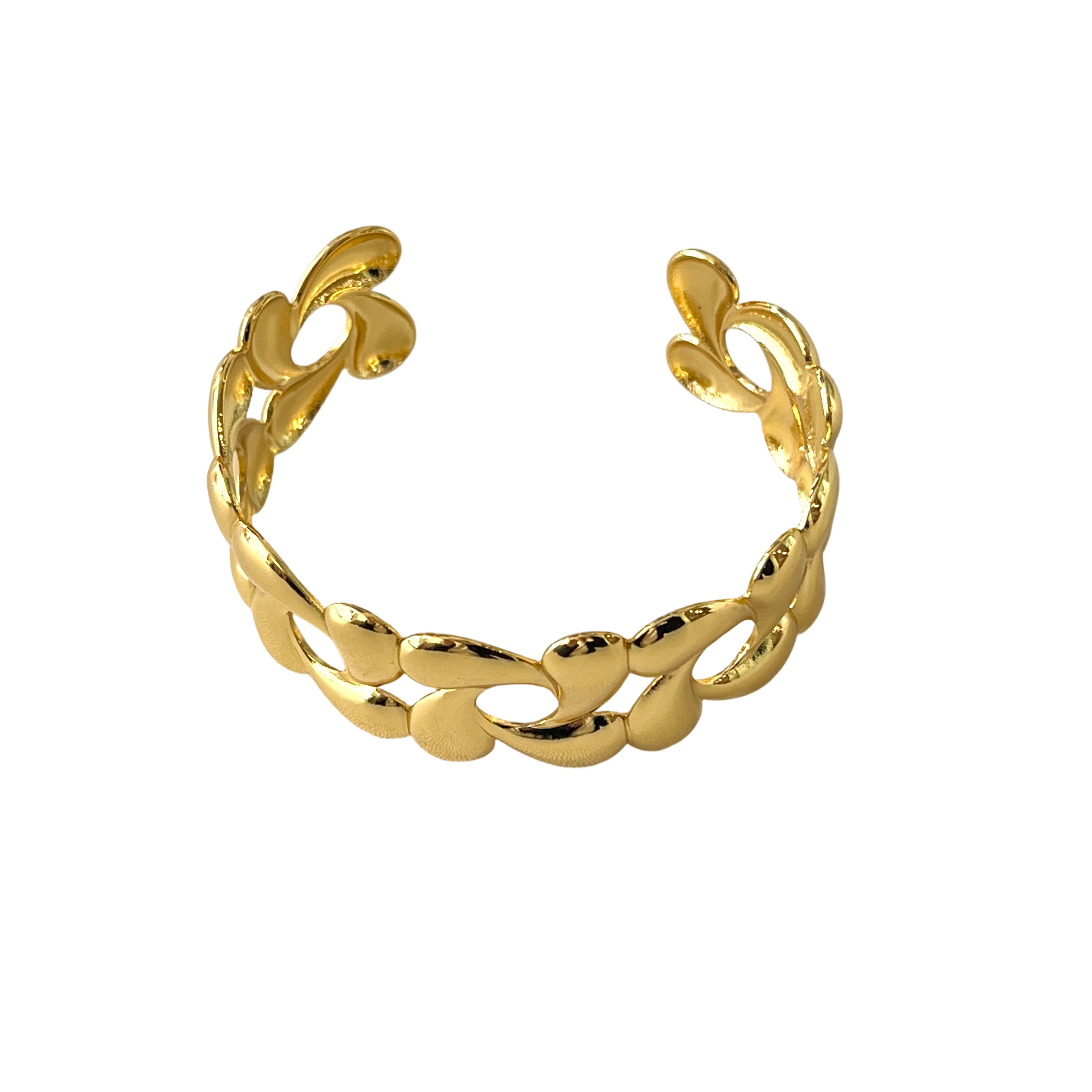 Gold Interwoven Oval Cuff Bracelet