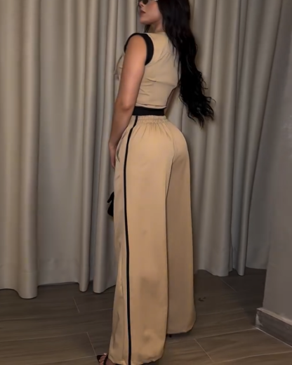 Color Block Casual Two-Piece Set