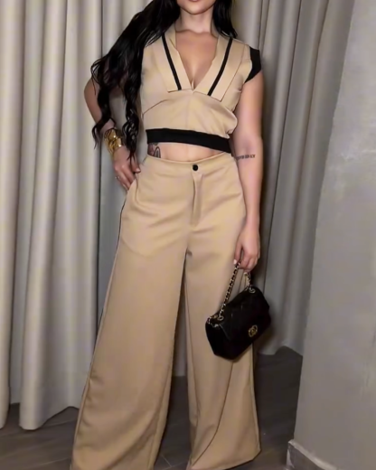 Color Block Casual Two-Piece Set