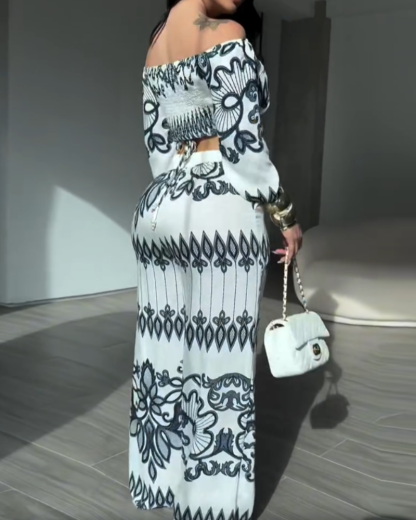 Off-Shoulder Printed Two-Piece Set