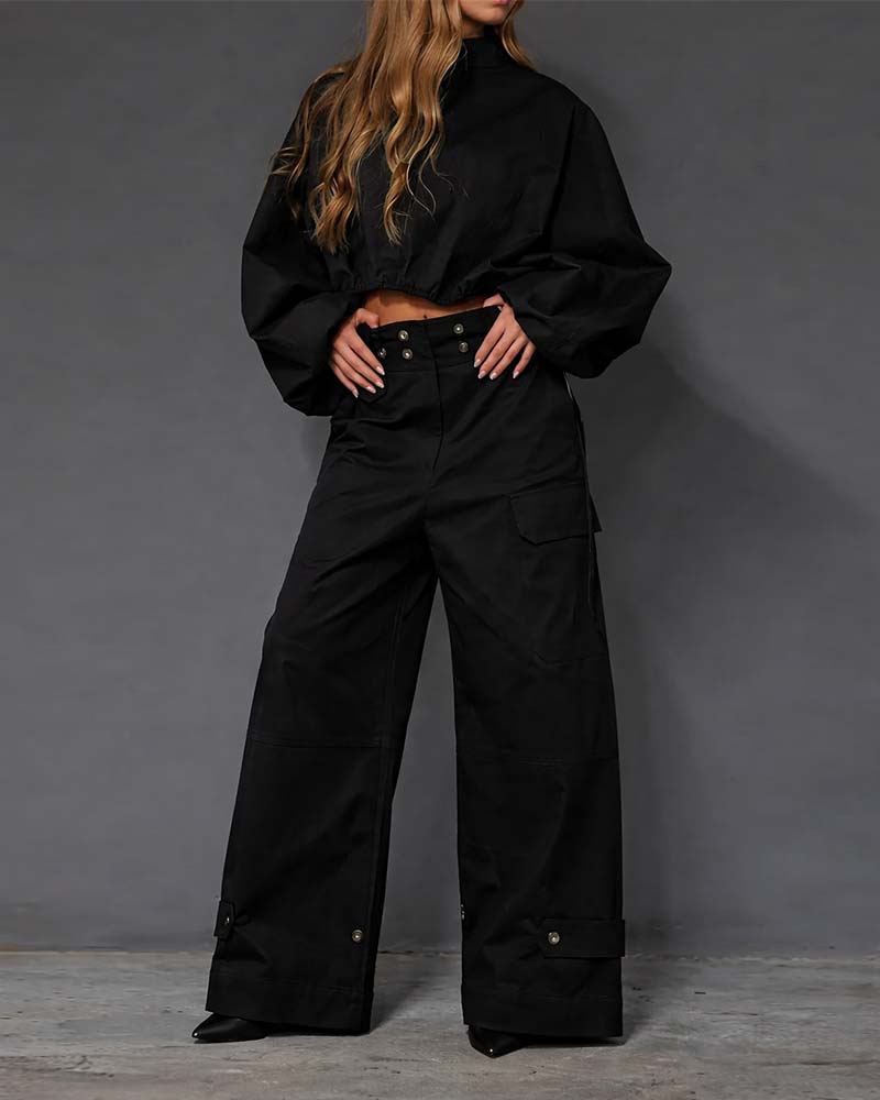 Retro Casual Workwear Two-Piece Set