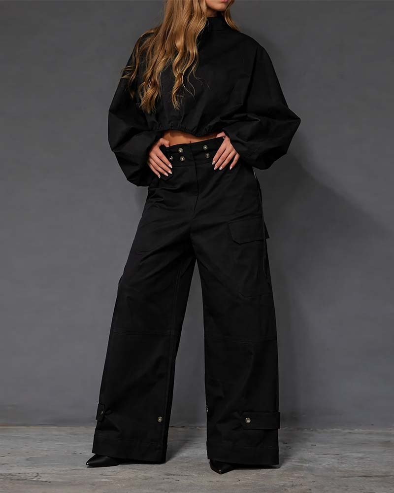 Retro Casual Workwear Two-Piece Set