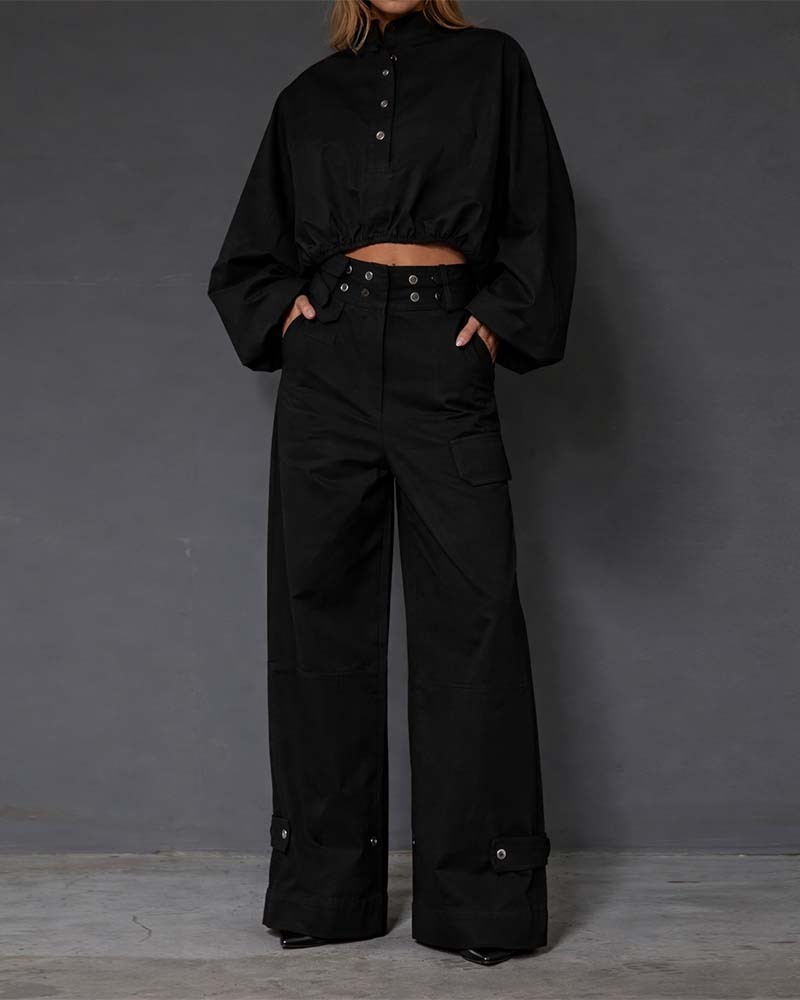 Retro Casual Workwear Two-Piece Set