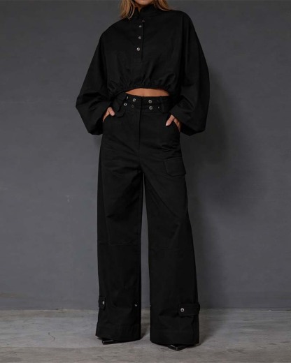 Retro Casual Workwear Two-Piece Set