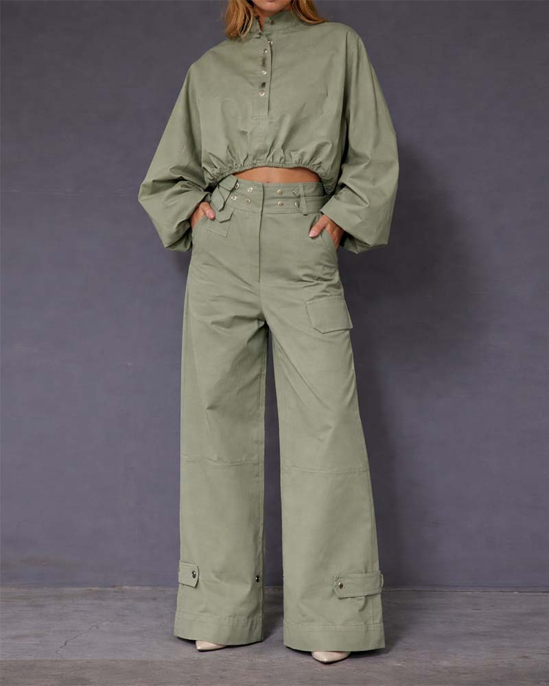 Retro Casual Workwear Two-Piece Set