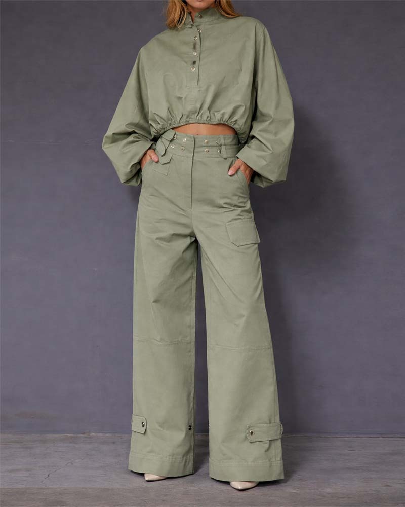 Retro Casual Workwear Two-Piece Set