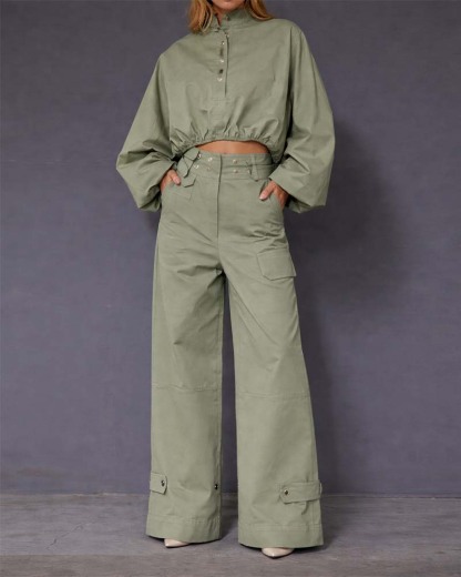 Retro Casual Workwear Two-Piece Set