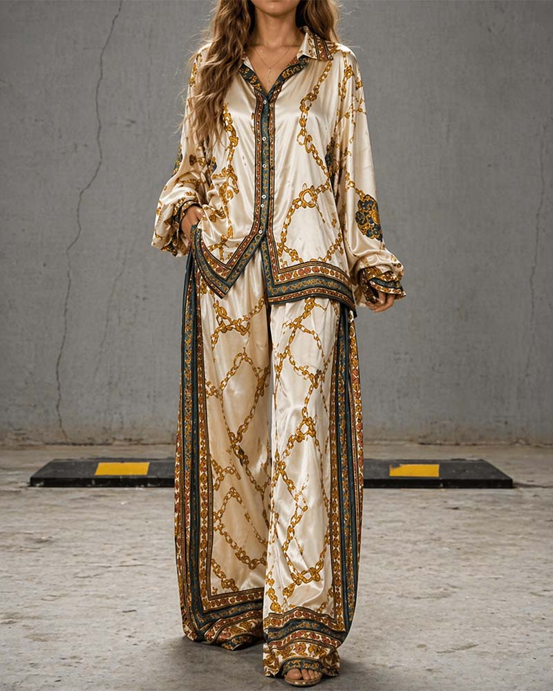 Casual Luxurious Print Two-Piece Set