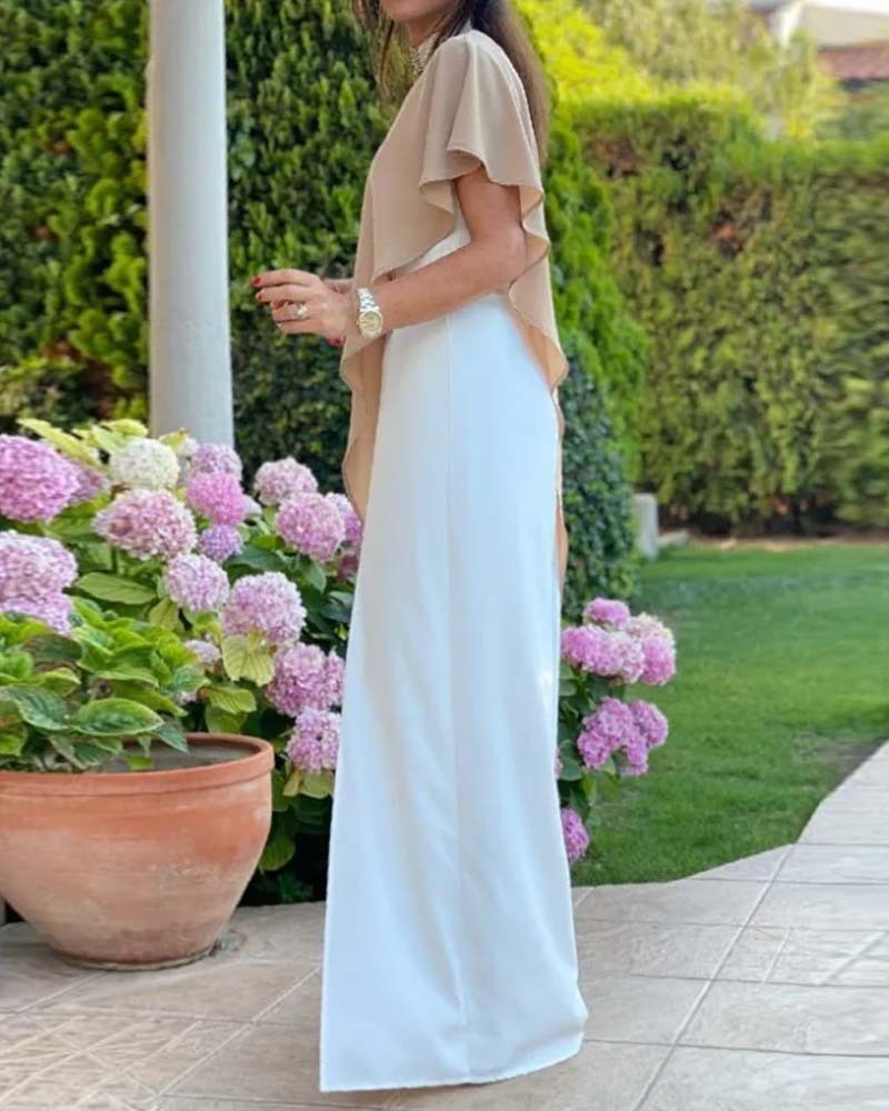 One-shoulder loose color-blocked casual jumpsuit