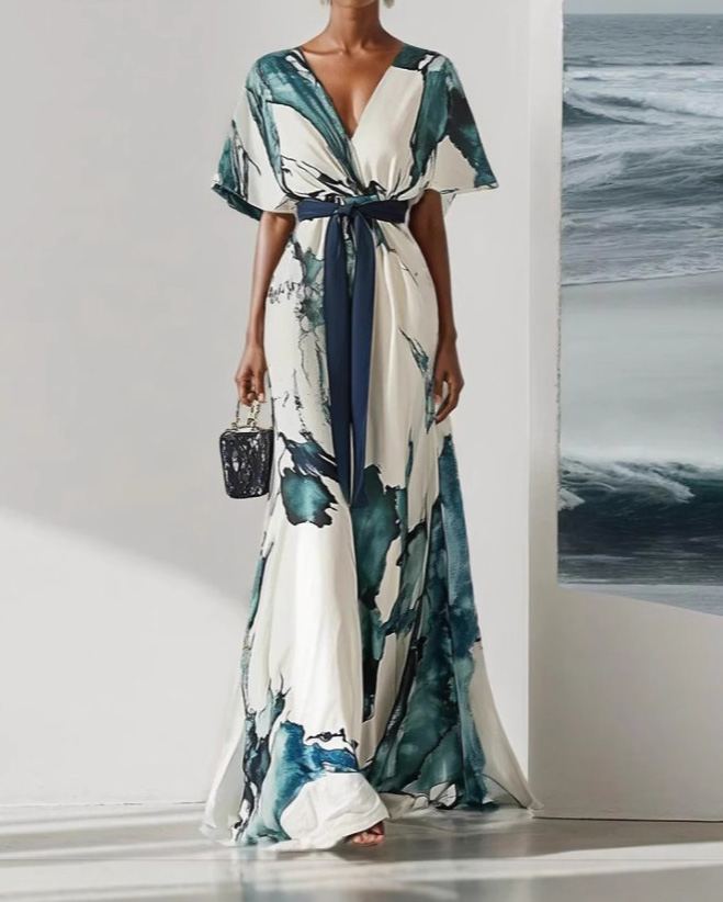 V-Neck Printed Dress