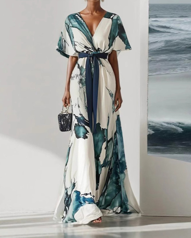 V-Neck Printed Dress