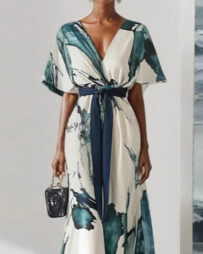 V-Neck Printed Dress