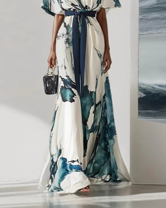 V-Neck Printed Dress