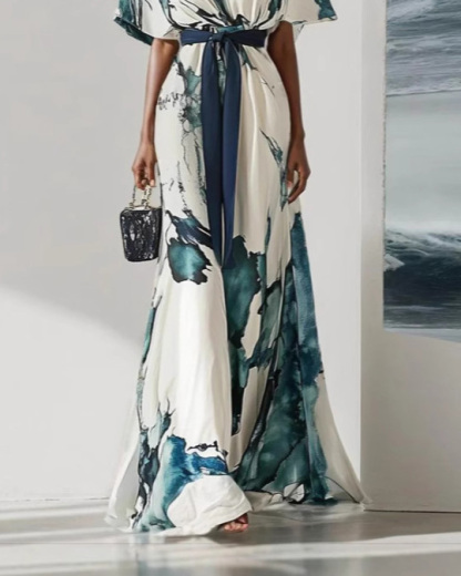 V-Neck Printed Dress