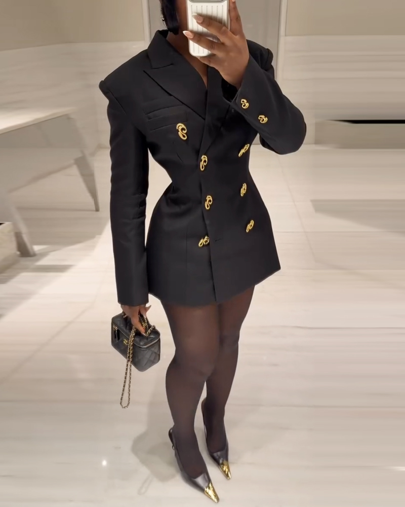 Lapel Solid Color Mini Dress