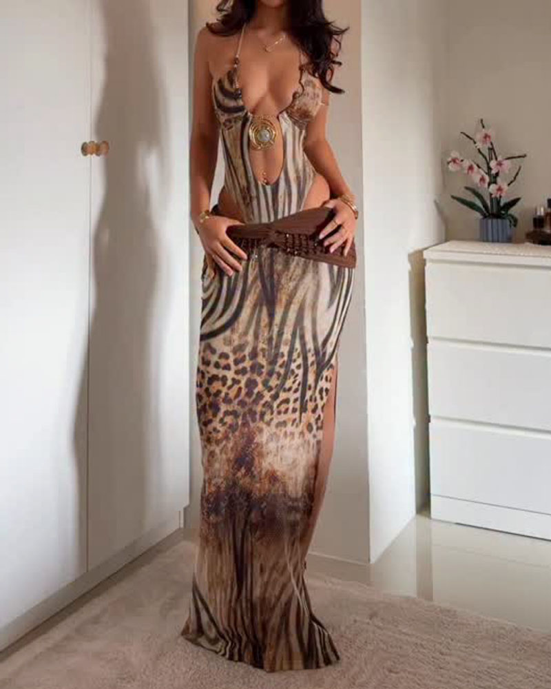 Elegant Solid Color Hollowed-Out Dress