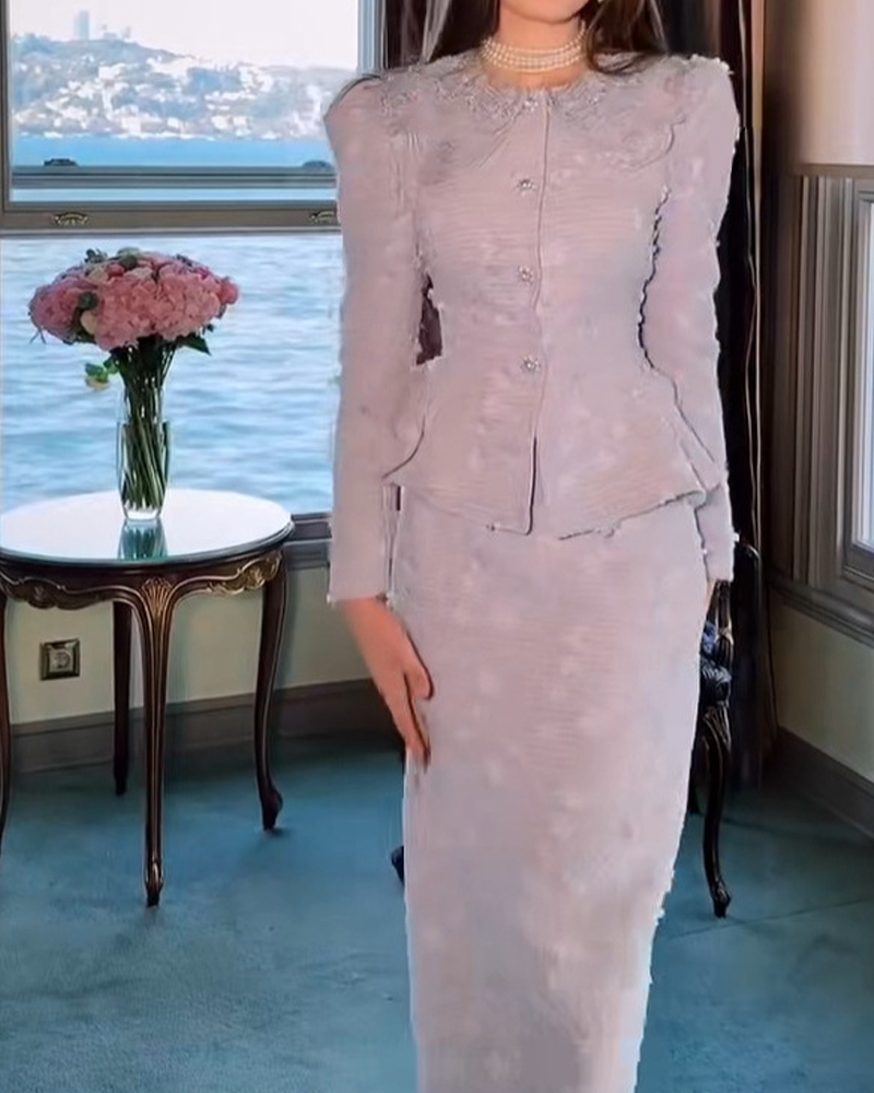 Hepburn-Style "Little Chanel" Inspired High-End French Socialite Long-Sleeve Set