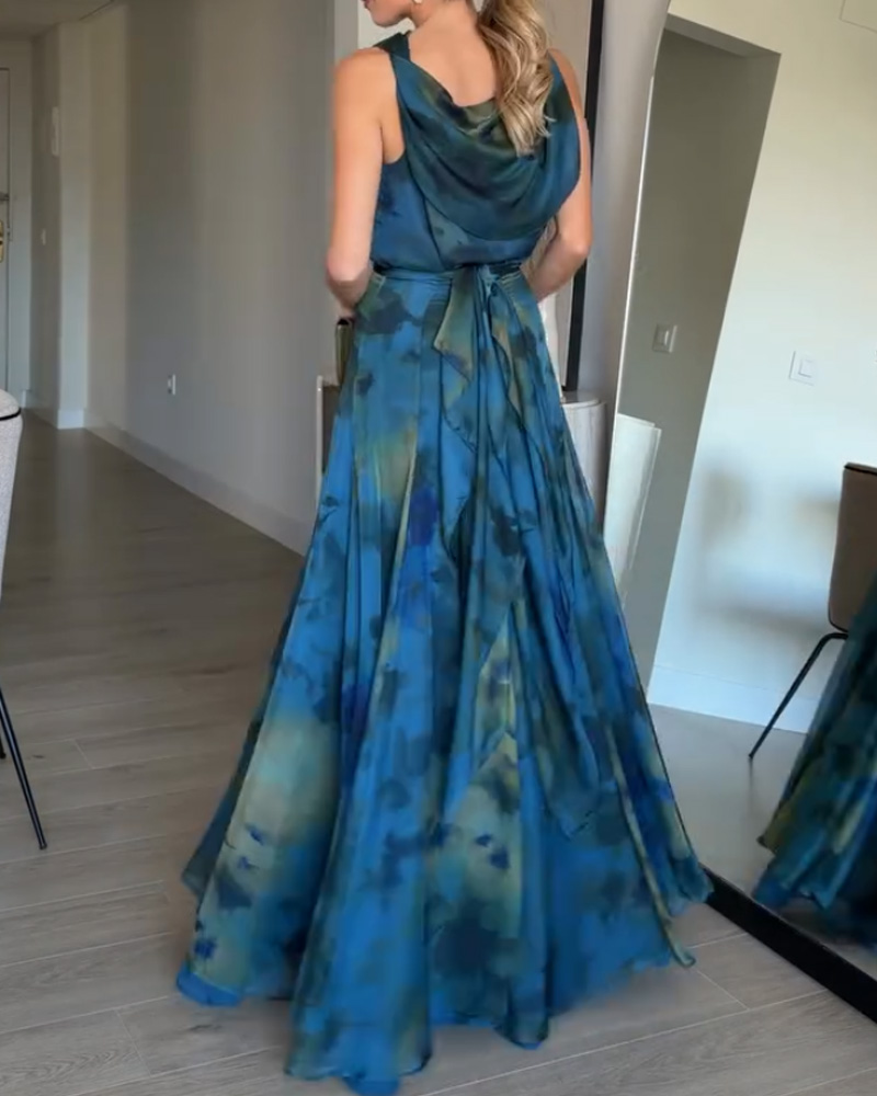 Elegant Sleeveless Printed two-piece