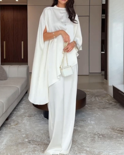 Elegant Shawl Cover-Up Solid Color Two-Piece Set