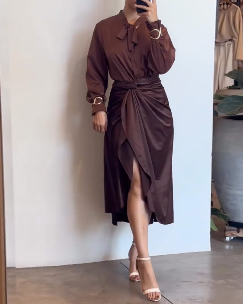 Satin Lapel Casual Tie Two-Piece Set