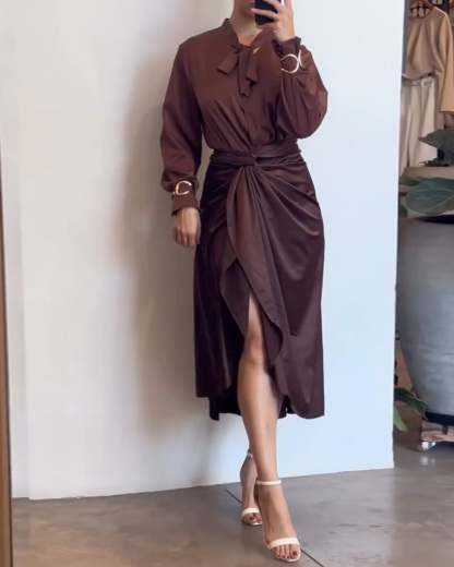 Satin Lapel Casual Tie Two-Piece Set