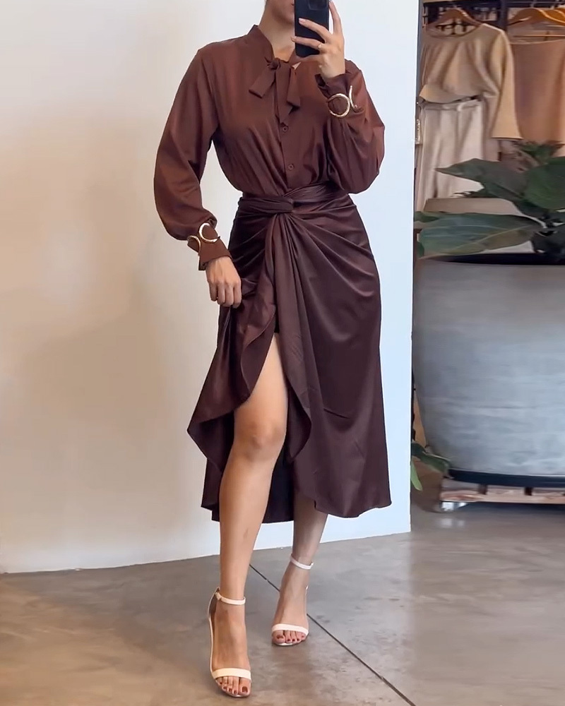 Satin Lapel Casual Tie Two-Piece Set