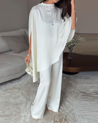 Elegant Shawl Cover-Up Solid Color Two-Piece Set
