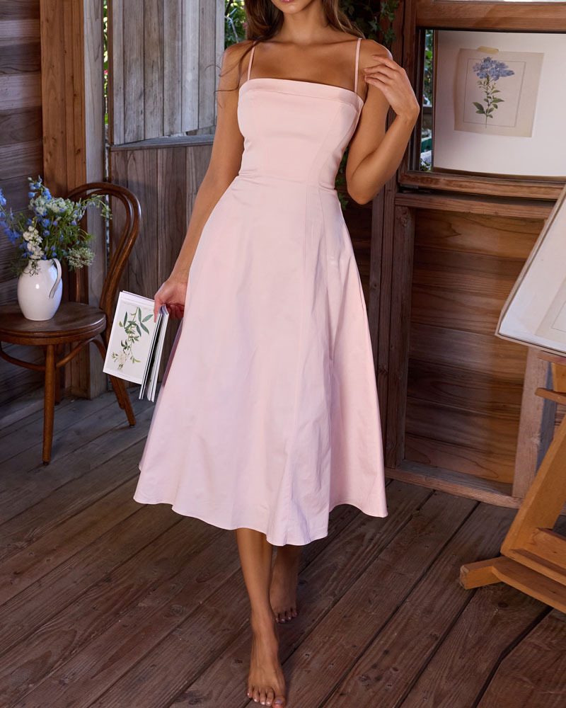 Elegant Solid Color Slip Dress