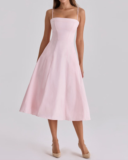 Elegant Solid Color Slip Dress