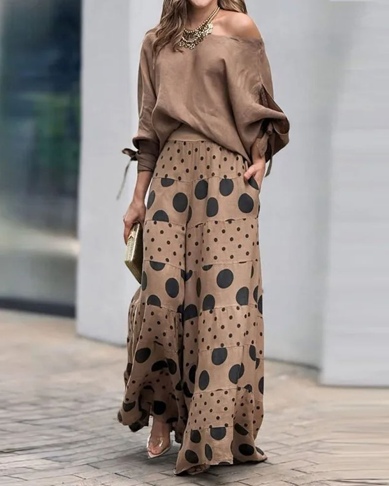 Off-shoulder casual loose two-piece set