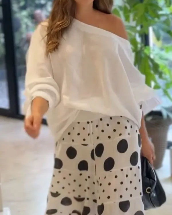 Off-shoulder casual loose two-piece set