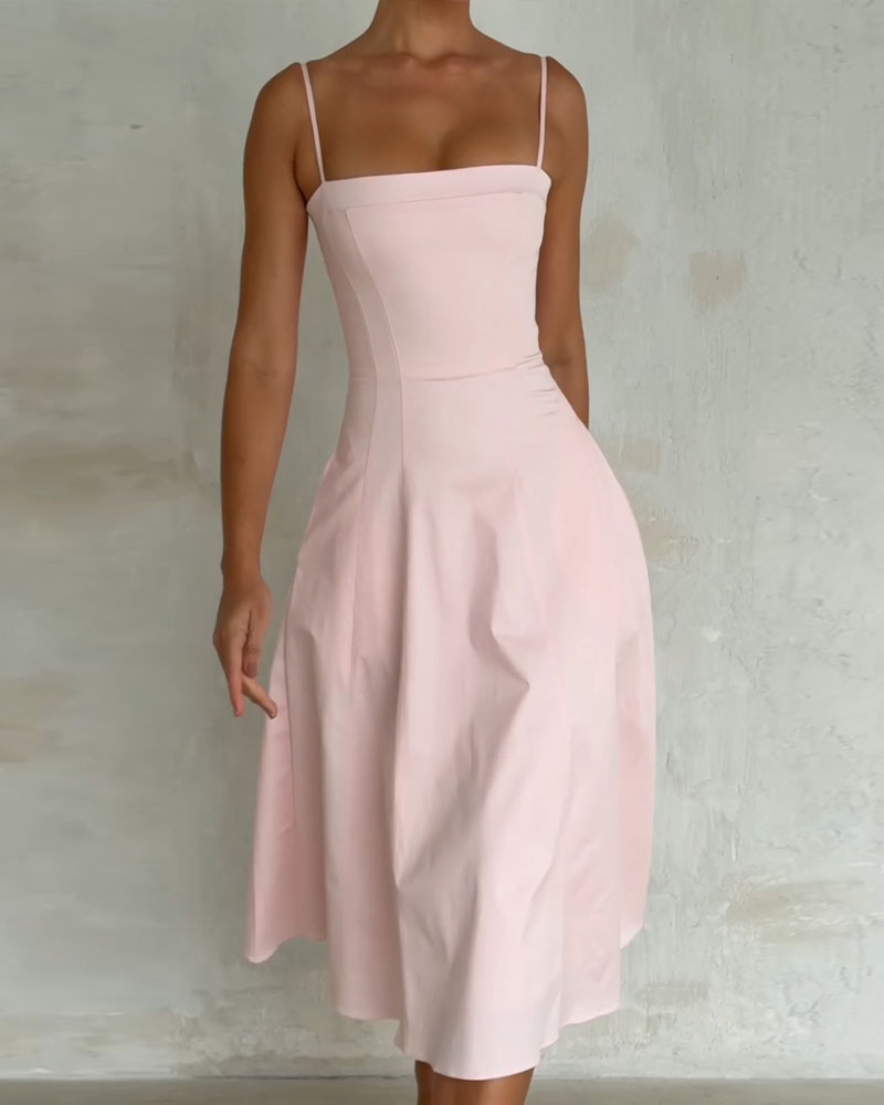 Elegant Solid Color Slip Dress