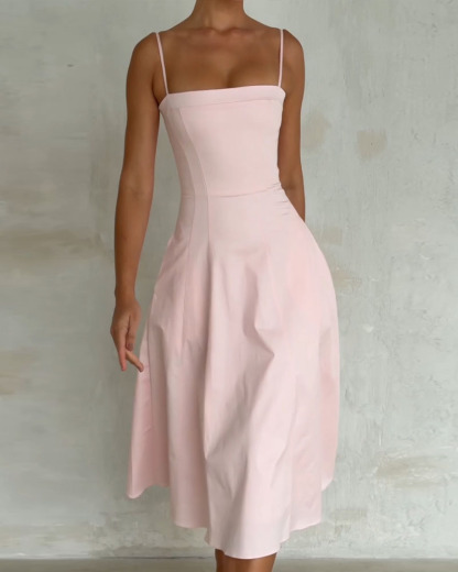 Elegant Solid Color Slip Dress