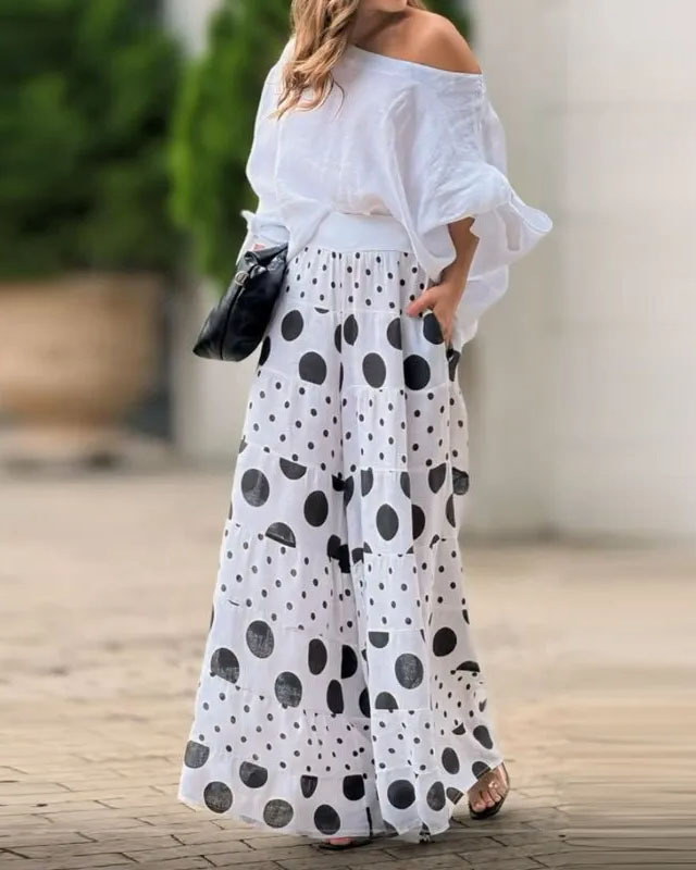 Off-shoulder casual loose two-piece set