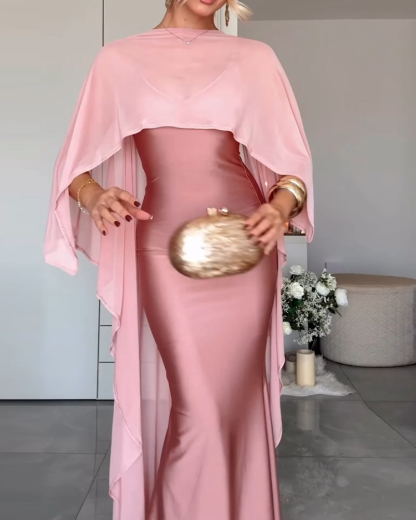 Elegant Two-Piece Shawl Dress Set