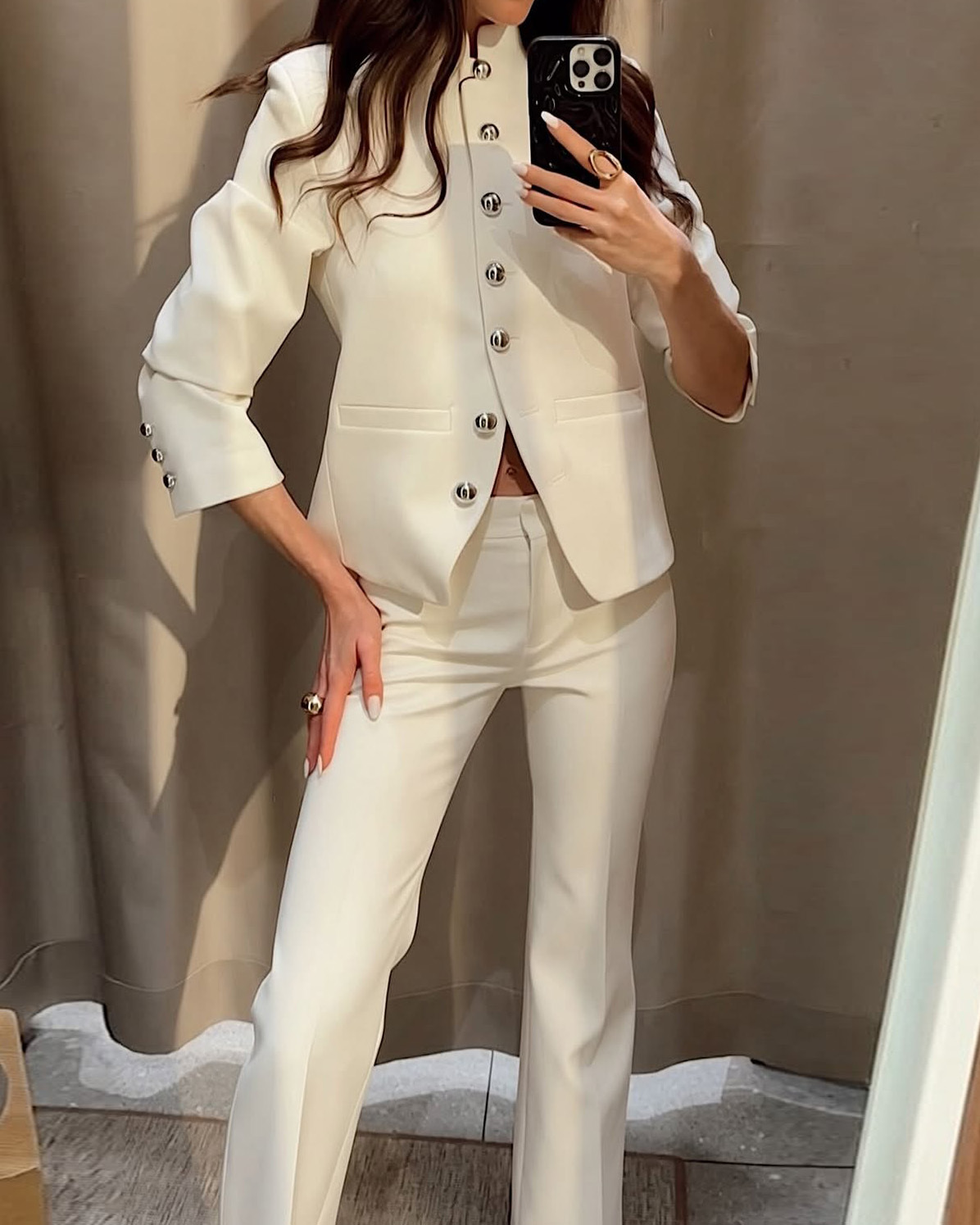 Long-Sleeved Solid Color Two-Piece Workwear Set