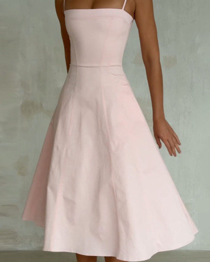 Elegant Solid Color Slip Dress