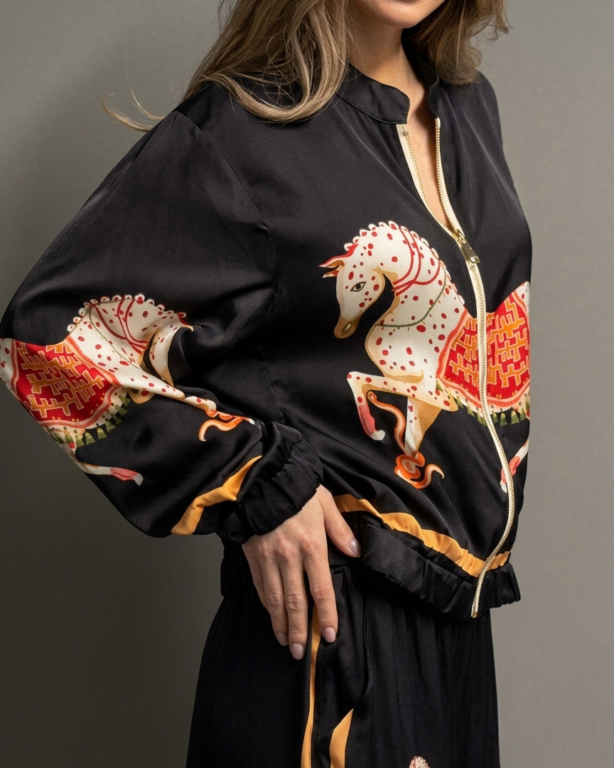 Casual Horse Print Two-Piece Set