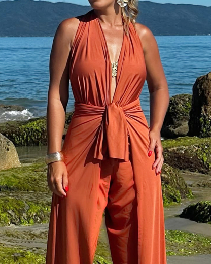 Casual Solid Color Two-Piece Set